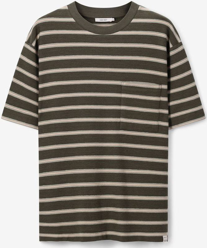 Sissy-Boy - Donkergroen - T-shirt - Gestreept - Korte Mouwen - Boxy Oversized Fit