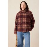 Sissy-Boy - Donkerrode - Korte Wollen Jas - Met Lange Mouwen - Hoge Kraag