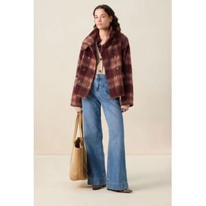 Sissy-Boy - Donkerrode - Korte Wollen Jas - Met Lange Mouwen - Hoge Kraag