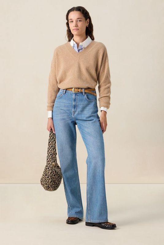 Sissy-Boy - V-hals Trui - Bruin - Lange Mouwen - Relaxed Fit