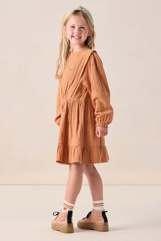 Sissy-Boy - Jurk - Lichtbruin - Met Flamingo Borduursels