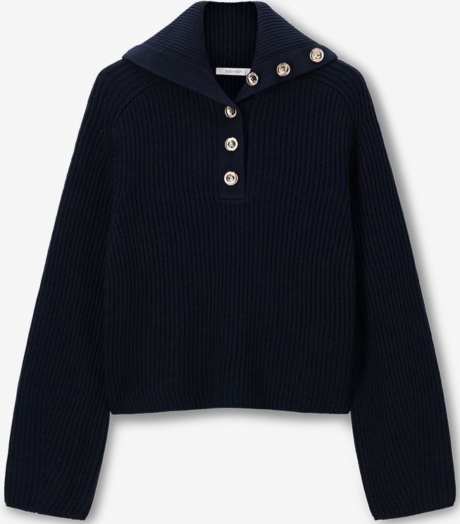 Sissy-Boy - Donkerblauwe Trui - Vesten - Met Knopen