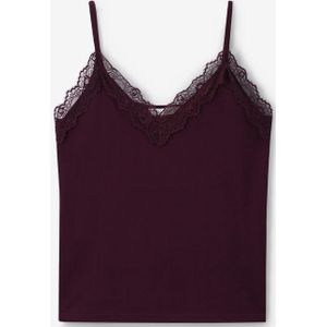 Sissy-Boy - Donkerrood Singlet - Spaghetti Bandjes - V-hals - Kanten Rand