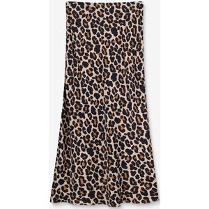 Sissy-Boy - Satijnen Rok - Bruin - Midi-lengte - All-over Leopard Print