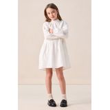 Sissy-Boy - A-lijn Jurk - Wit - Met Embroidery - Lange Pofmouwen