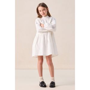 Sissy-Boy - A-lijn Jurk - Wit - Met Embroidery - Lange Pofmouwen
