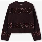 Sissy-Boy - Pailletten Tops - Donkerbruin - Trui