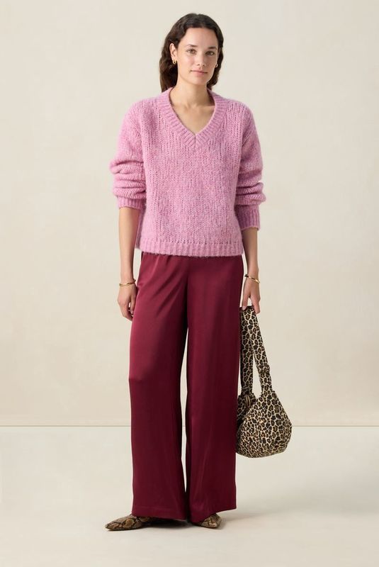 Sissy-Boy - High Waist Wide Leg Broek - Donkerrood