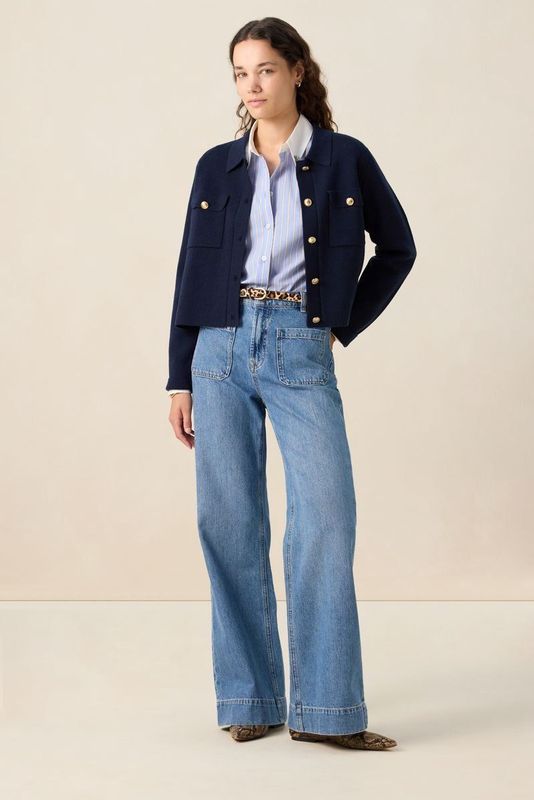 Sissy-Boy - Vest - Donkerblauw - Met Gouden Knopen - Regular Fit