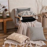 Sierkussen Black / White Tassle | 30 x 50 cm | Polyester
