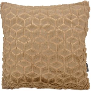 Sierkussen Camel/Gold Geometric | 45 x 45 cm | Polyester/Imitatiebont