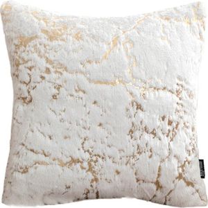 Sierkussen - Marble Furry - Wit - Polyester - 45 x 45 cm