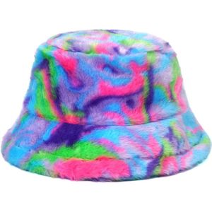 Fuzzy Bucket Hat / Vissershoed - Graffiti | Polyacryl | Verstelbaar 56-58 cm | Fashion Favorite