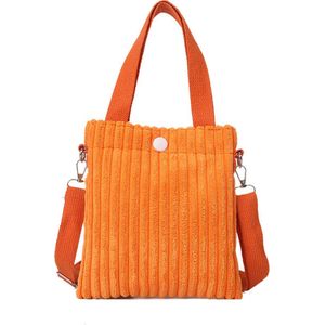 Mini Schoudertas - Corduroy Oranje | Ribfluweel | 20,5 x 19 x 0.5 cm | Fashion Favorite