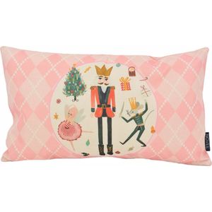 Kerst Notenkraker Roze Kussenhoes | 30 x 50 cm | Katoen/Linnen