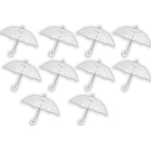 10 stuks Paraplu transparant plastic paraplu's 100 cm - doorzichtige paraplu - trouwparaplu - bruidsparaplu - stijlvol - bruiloft - trouwen - fashionable - trouwparaplu