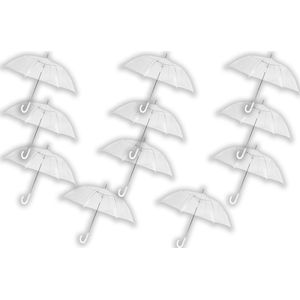 11 stuks Paraplu transparant plastic paraplu's 100 cm - doorzichtige paraplu - trouwparaplu - bruidsparaplu - stijlvol - bruiloft - trouwen - fashionable - trouwparaplu