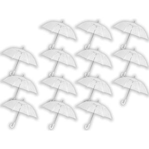 14 stuks Paraplu transparant plastic paraplu's 100 cm - doorzichtige paraplu - trouwparaplu - bruidsparaplu - stijlvol - bruiloft - trouwen - fashionable - trouwparaplu