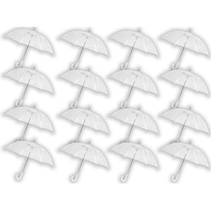 16 stuks Paraplu transparant plastic paraplu's 100 cm - doorzichtige paraplu - trouwparaplu - bruidsparaplu - stijlvol - bruiloft - trouwen - fashionable - trouwparaplu