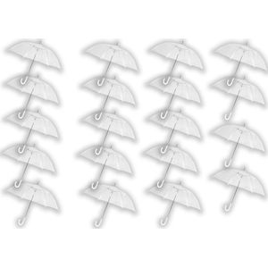 19 stuks Paraplu transparant plastic paraplu's 100 cm - doorzichtige paraplu - trouwparaplu - bruidsparaplu - stijlvol -