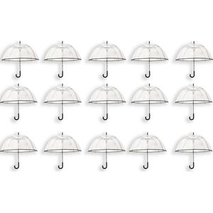 15 Stuks Transparante koepelparaplu 85 cm - doorzichtige paraplu - trouwparaplu - bruidsparaplu - stijlvol - plastic - automatisch - trouwen - bruiloft - trendy - fashionable