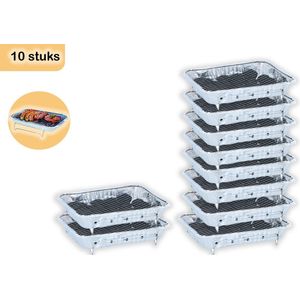 Wegwerpbarbecue 10 stuks – Instant BBQ met 600g Houtskool – Gebruiksklare Barbecue voor Camping, Picknick en Strand