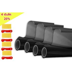 4 stuks Auto Raamfolie - Zonwerende Autoruitfolies-Zelfklevend - 300x76 Cm