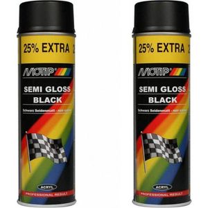 Motip Zijdeglans Acryllak Zwart - 500 ml - Spuit spray zwart - Verf zwart kopen - 2 stuks Spuitspray LAK ZWART ZIJDEGLANS 500 ML sneldrogend