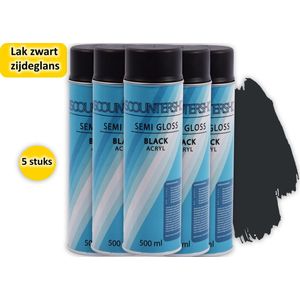 Ultieme Set: 5 stuks Premium Zijdeglans Lak Zwart - Sneldrogend, Uitstekende Dekking en Hechting - Bestand tegen Benzine, Chemicaliën en UV-Straling