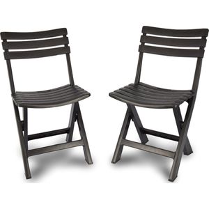 Set van 2 Zwarte Opvouwbare Klapstoelen - Lichtgewicht en Waterbestendig - Geschikt voor Binnen en Buiten - 41x34x78 cm - Plastic
