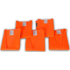 Set van 5 Oranje Reflecterende Veiligheidsvesten | Unisex, Lichtgewicht en Fluoriserend | Waarschuwingsvest voor Sport en Buitenactiviteiten