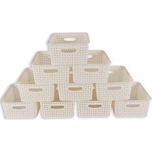 Voordelverpakking: Set van 10 Witte Kunststof Opbergboxen (19.5cm x 10.5cm x 25.5cm, 5L) - Uw Complete Organisatieoplossing voor Elke Ruimte!