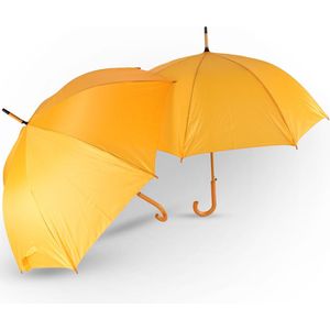 Luxe Oranje & Gele Paraplu Set voor Volwassenen - Koninklijk Geïnspireerd | 98cm Diameter – Windproof | Met Houten Handvat en Stok