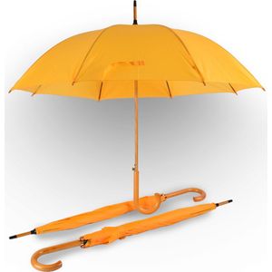 Set van 3 Koninklijke Oranje & Gele Paraplu voor Volwassenen | Stijlvolle Klasse | 98cm Diameter – Windproof | Met Houten Handvat en Stok