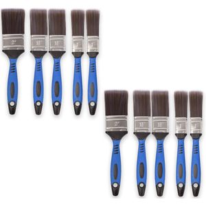 Complete Kwastenset voor Muurverf - 2 Sets - Platte Kwasten - Synthetisch Haar - Silicone Handvat – 1 Set Bevat 5 stuks in Verschillende Maten (25mm, 40mm, 50mm)