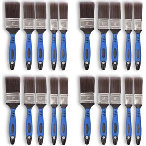 Complete Kwastenset voor Muurverf - 4 Sets - 1 Set Bevat 5 stuks in Verschillende Maten (25mm, 40mm, 50mm) - Synthetisch Haar - Silicone Handvat - Ideaal voor Klussen en DIY