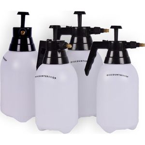 Complete Set van 4 Handige Druksproeiers 1,5 Liter - Tuinwatersproeiers en Onkruidverdelgers - Wit & Zwart Plastic - 31cm x 11cm - Bar 2-2,5