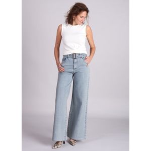 Homage - Palazzo Jeans Met Riem - Mid-Blue