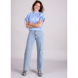 Homage, Jeans, Dames, Blauw, W28, Katoen, Straight Leg Cargo Jeans Blauw Zijzakken