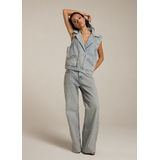 Homage to Denim - Mid Waist Wide Leg Jeans - Light Misty Blue - Met Grote Studs