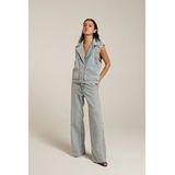 Homage to Denim - Mid Waist Wide Leg Jeans - Light Misty Blue - Met Grote Studs