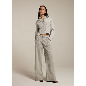 Homage to Denim - Mid Waist Palazzo Jeans - Grijs - Met Grote Opgestikte Zakken