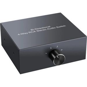 Audio Switch - 4-poorts - 4X Tulp (RCA) IN naar 1x Tulp (RCA) UIT - VC576 - Zwart