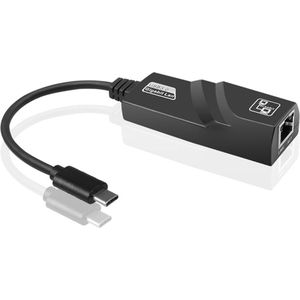 Ethernet Adapter - USB Type-C naar Ethernet - RJ45 - USB 3.0 - 10/100/1000Mbps - Zwart