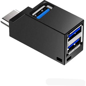High Speed USB Splitter 3 poorten - Compacte USB C Hub 3.0 - Verdeler Voor PC Laptop - Zwart
