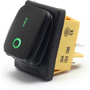 Orbit Electronic Wipschakelaar ON-OFF - 4-pins - 30x22mm - 30A 250V - Spat Waterdicht - KCD4-201-BLKGR - Zwart