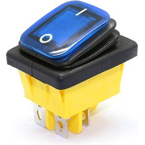 Orbit Electronic Wipschakelaar ON-OFF - 4-pins - 30x22mm - 30A 250V - Spat Waterdicht - KCD4-201-30 - Blauw