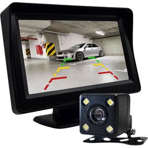 Achteruitrijcamera 12V - Nachtzicht - Parkeerhulp - 4.3 inch HD Ready - 6m kabel - Complete set