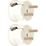 Haakse Stekker met Randaarde - 16A 230V - Wit - Per 2 stuks