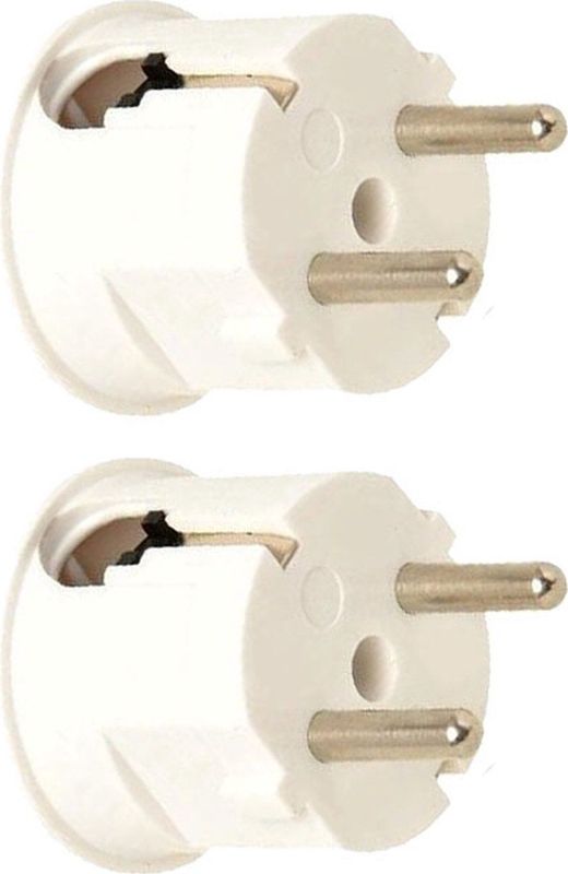 Haakse Stekker met Randaarde - 16A 230V - Wit - Per 2 stuks
